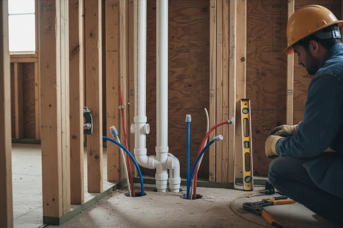 Drain and supply rough-in during Garbage Disposal Repair in Dolan Springs
