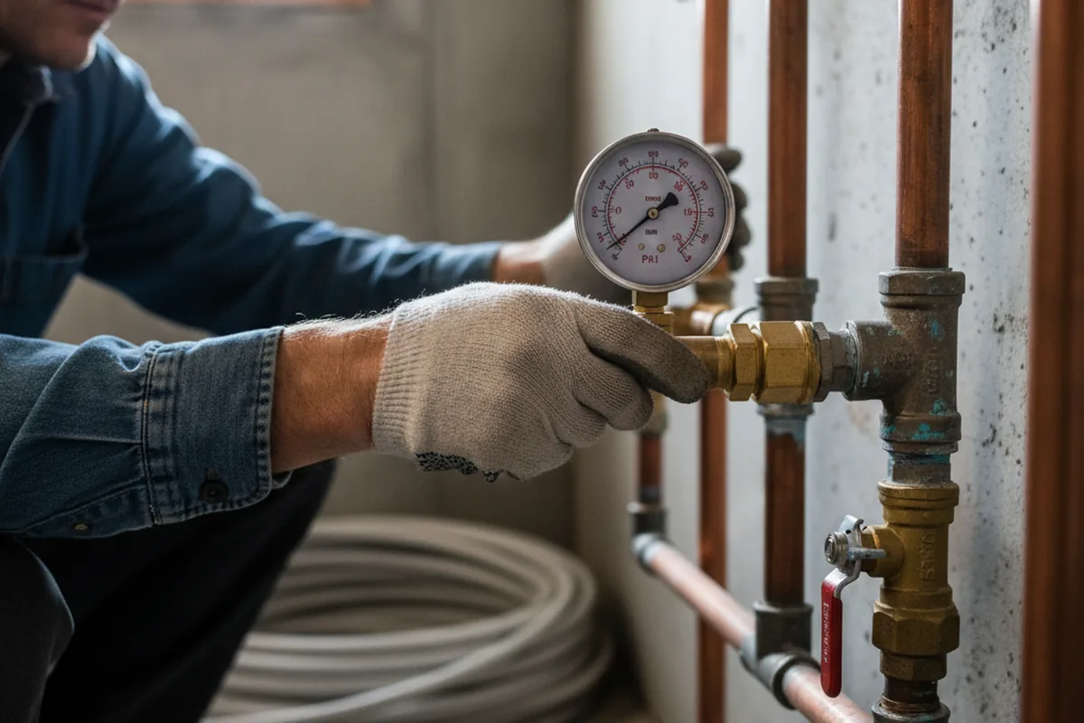 Pressure testing a repaired line during Water Line Repair in Dolan Springs